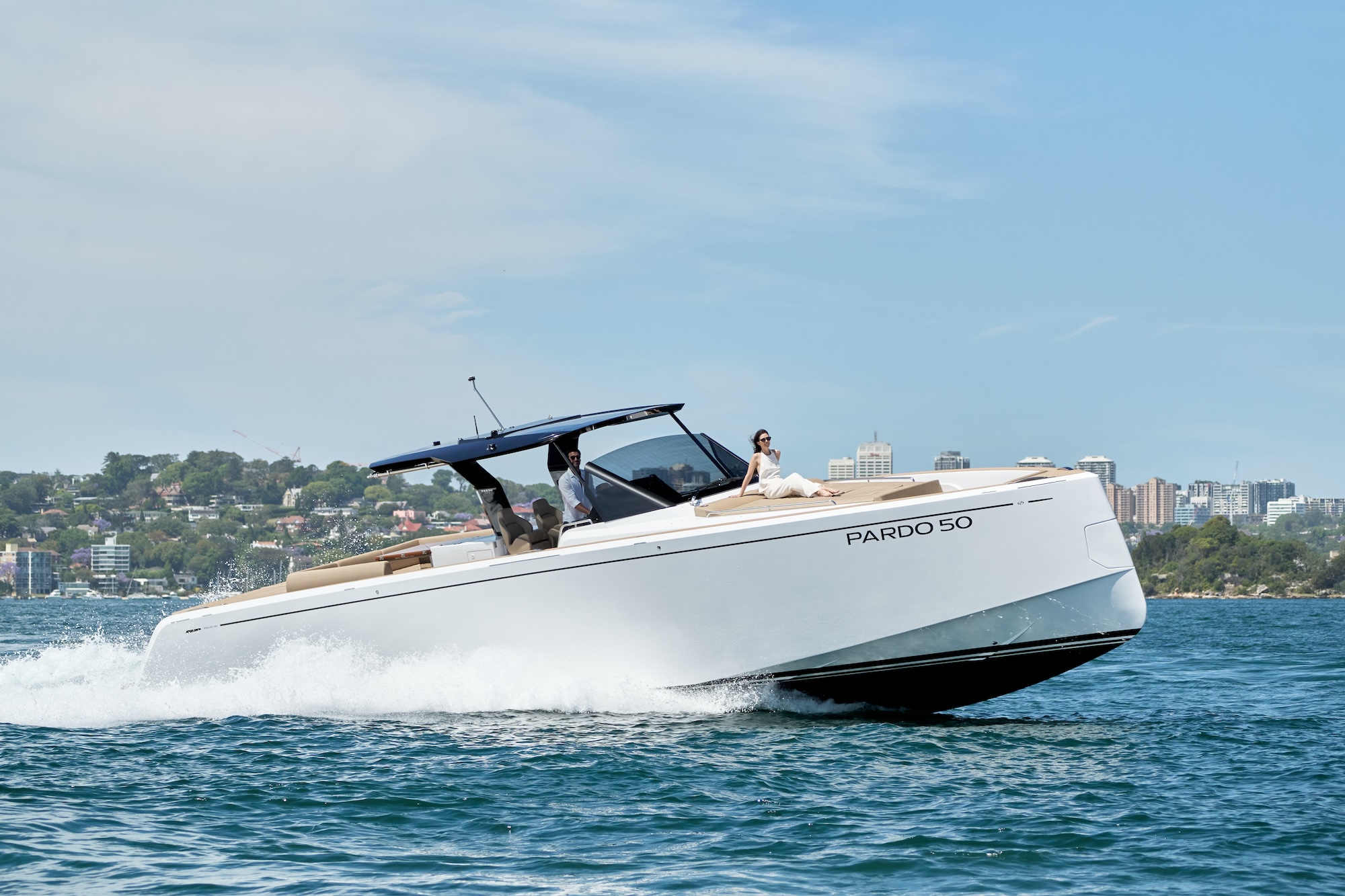 Driving the Pardo 50 yacht on the water