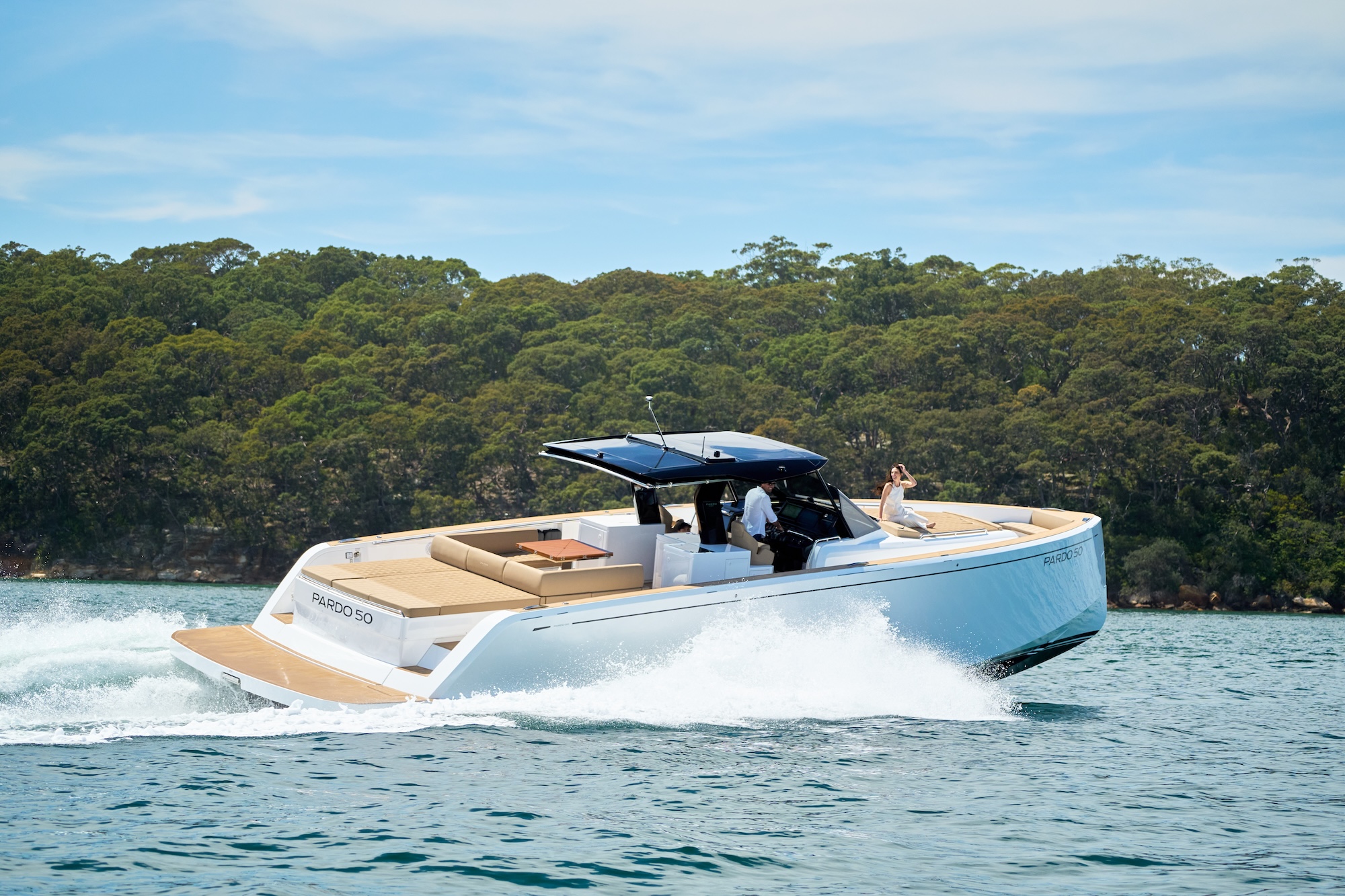 Driving the Pardo 50 yacht on the water