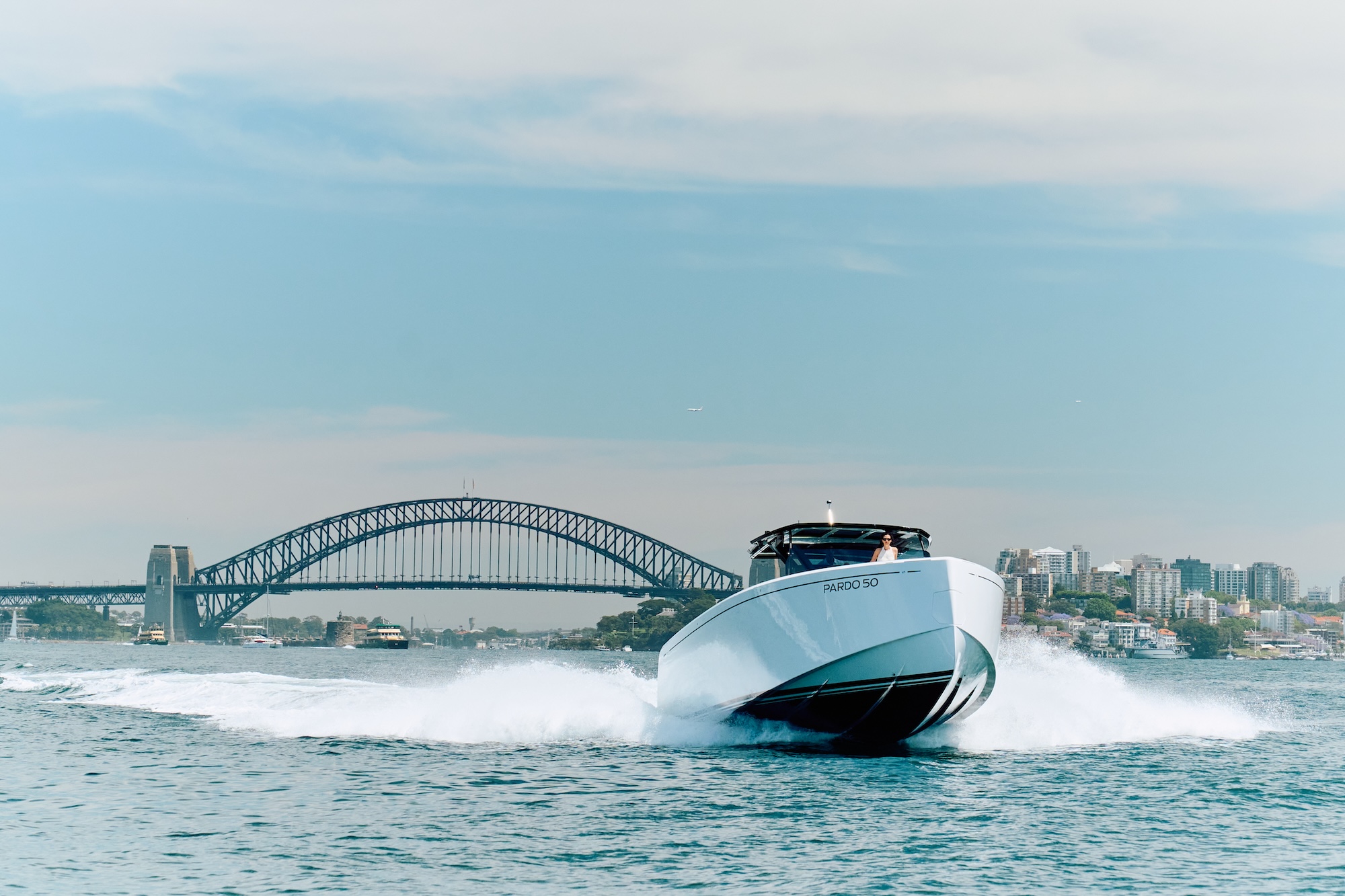 Driving the Pardo 50 yacht on the water